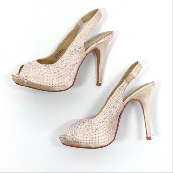 Lulu Townsend "Shania" sparkly, slingback, peep-toe, platform sandals: size 7 - Picture 13 of 13